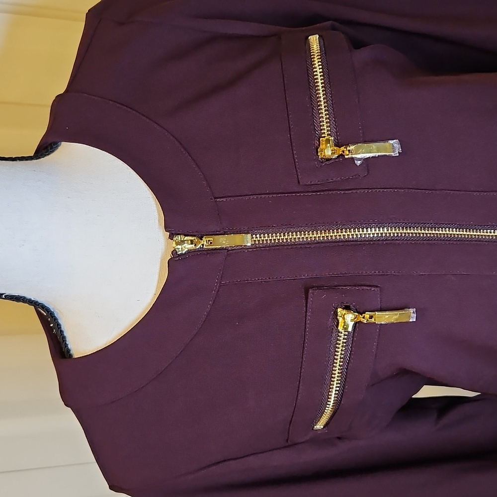 BOSTON PROPER Purple amd Gold Utility Jacket with Modern Silhouette XS Zipup - Picture 2 of 11